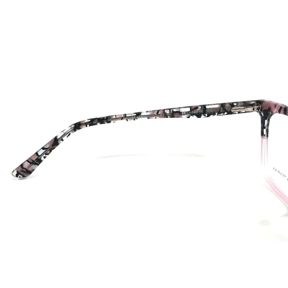Adin Thomas Eyeglasses Frames AT-580 C1 Ice Pink Black Marbled 52-17-140